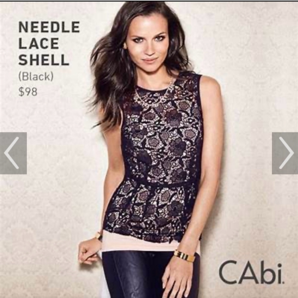 CAbi Black Lace Shell Top Size Medium